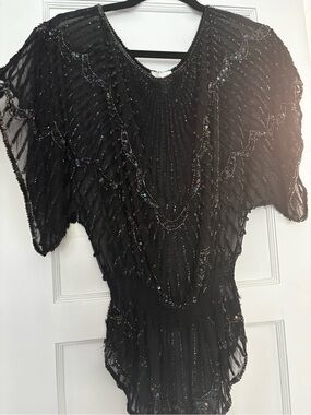 Black Beaded Women's top
